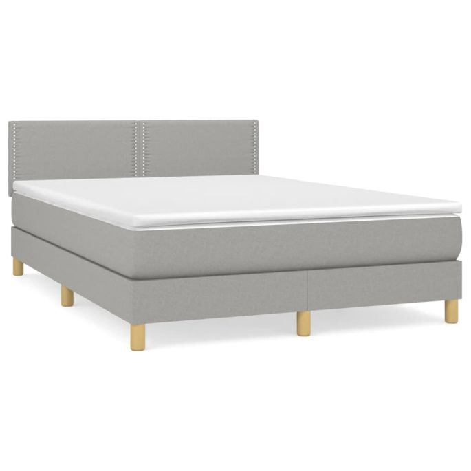 Boxspring met matras stof lichtgrijs 140x190 cm