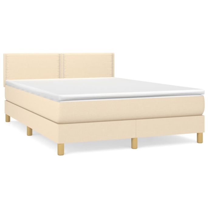 Boxspring met matras stof crèmekleurig 140x190 cm