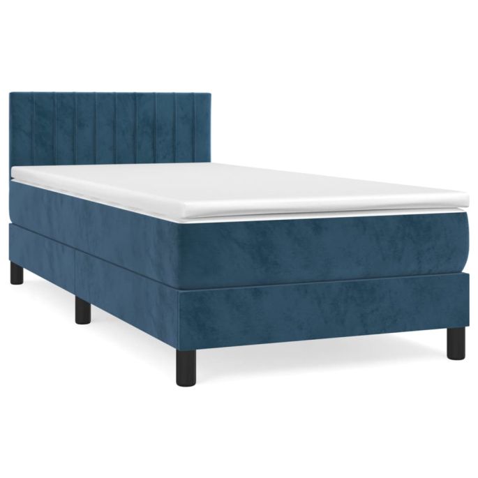 Boxspring met matras fluweel donkerblauw 90x190 cm