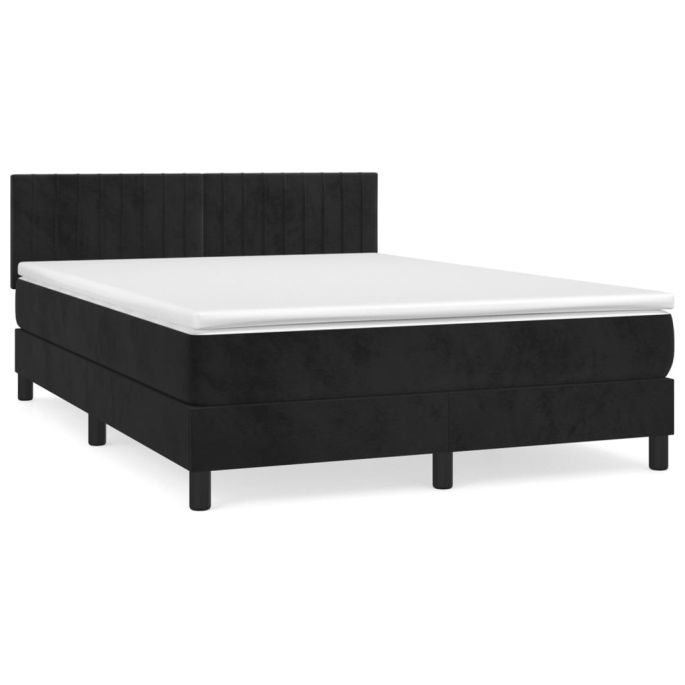 Boxspring met matras fluweel zwart 140x190 cm