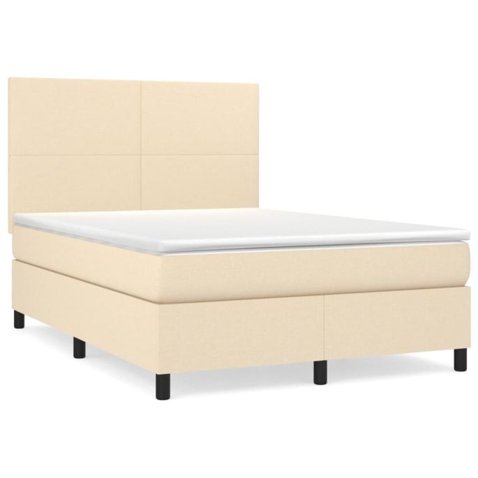 Boxspring met matras stof crèmekleurig 140x200 cm
