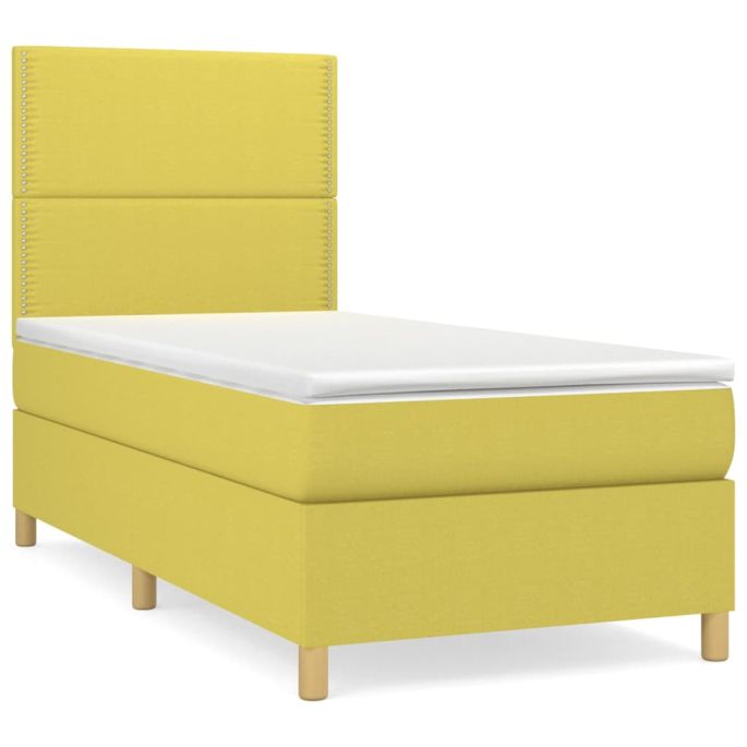 Boxspring met matras stof groentje 100x200 cm