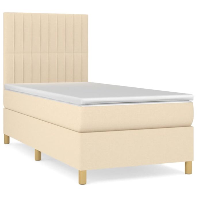 Boxspring met matras stof crèmekleurig 90x190 cm