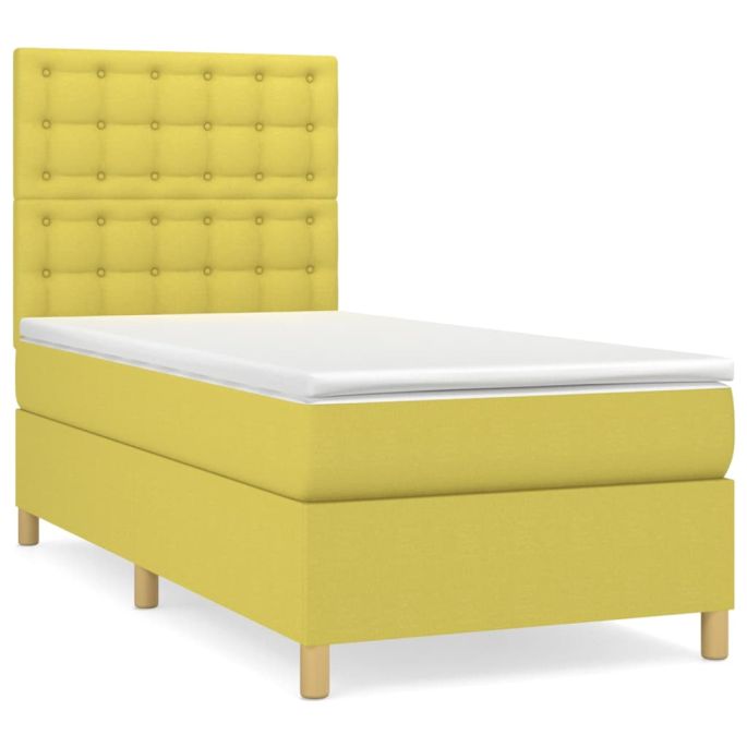 Boxspring met matras stof groentje 80x200 cm