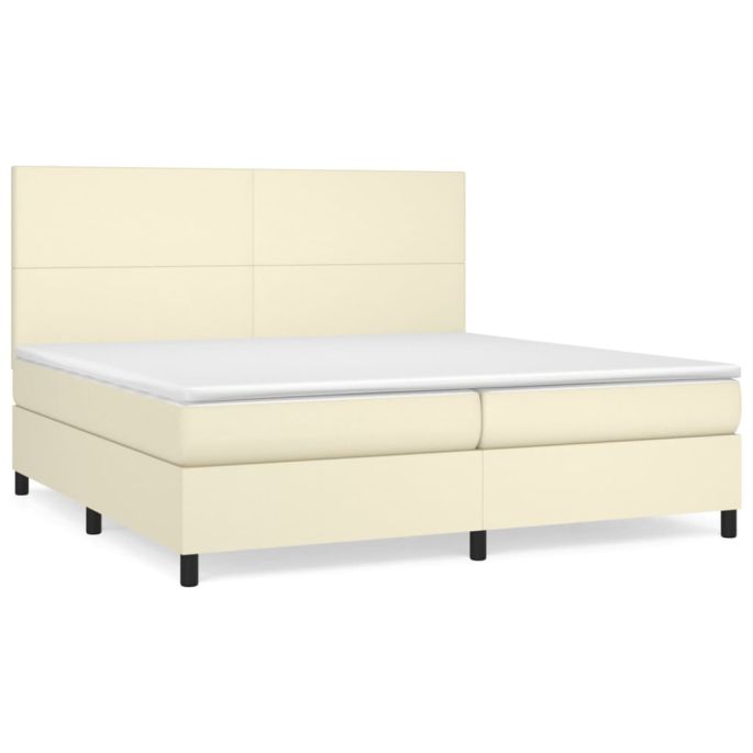 Boxspring met matras kunstleer crèmekleurig 200x200 cm