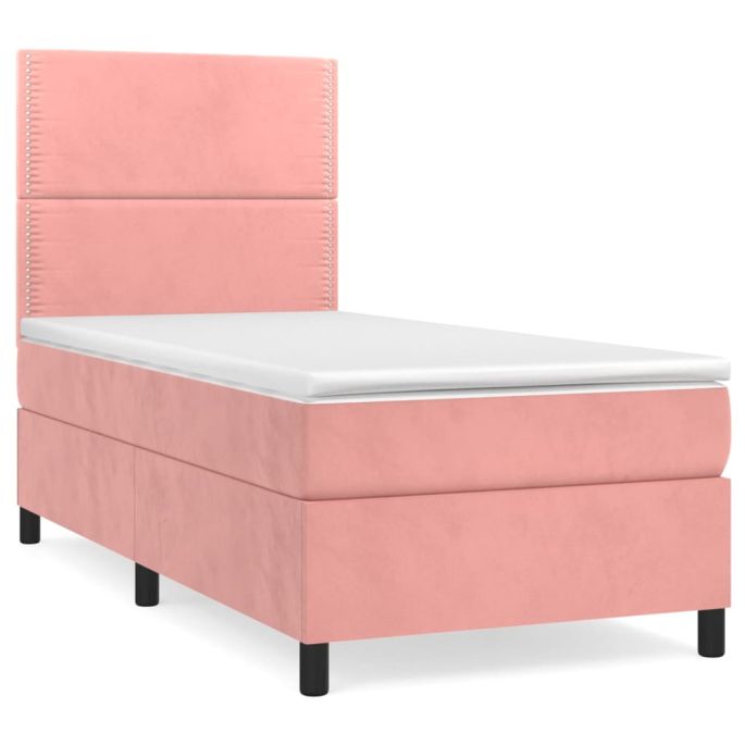 Boxspring met matras fluweel roze 100x200 cm