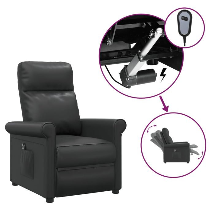 Fauteuil elektrisch verstelbaar kunstleer zwart