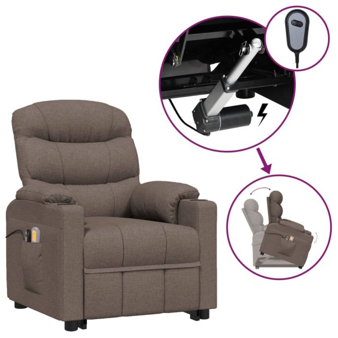 Sta-op-massagestoel stof taupe