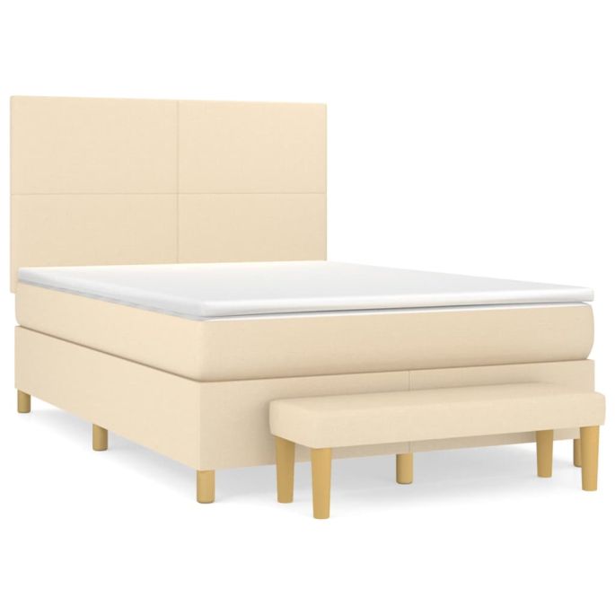 Boxspring met matras stof crèmekleurig 140x200 cm