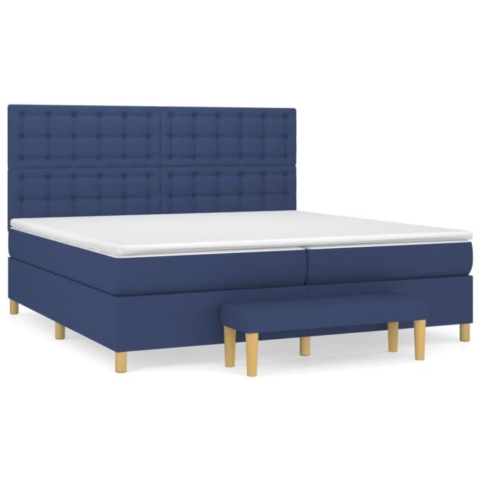 Boxspring met matras stof blauw 200x200 cm