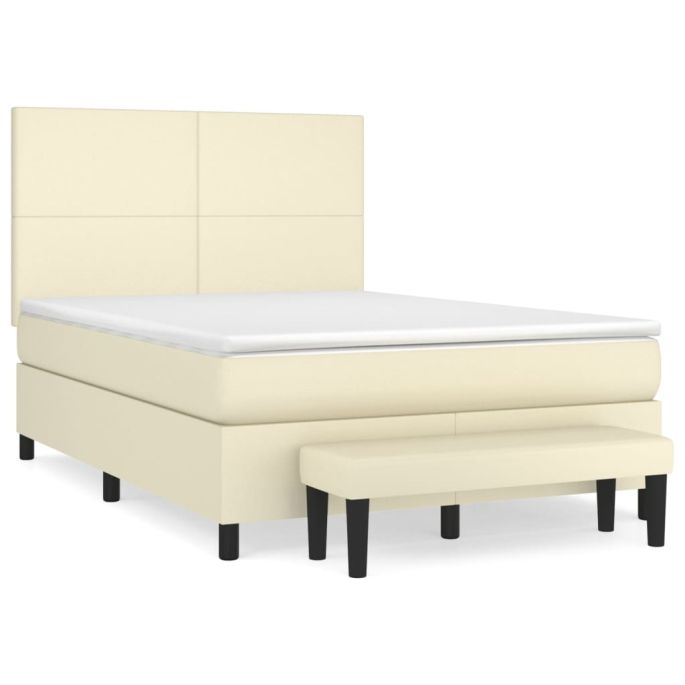 Boxspring met matras kunstleer crèmekleurig 140x200 cm
