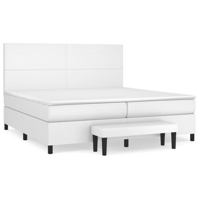 Boxspring met matras kunstleer wit 200x200 cm