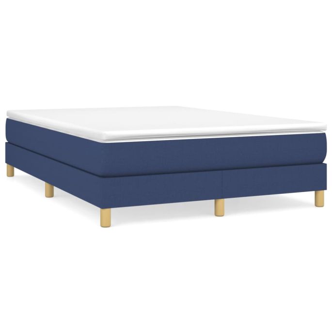 Boxspring met matras stof blauw 140x190 cm
