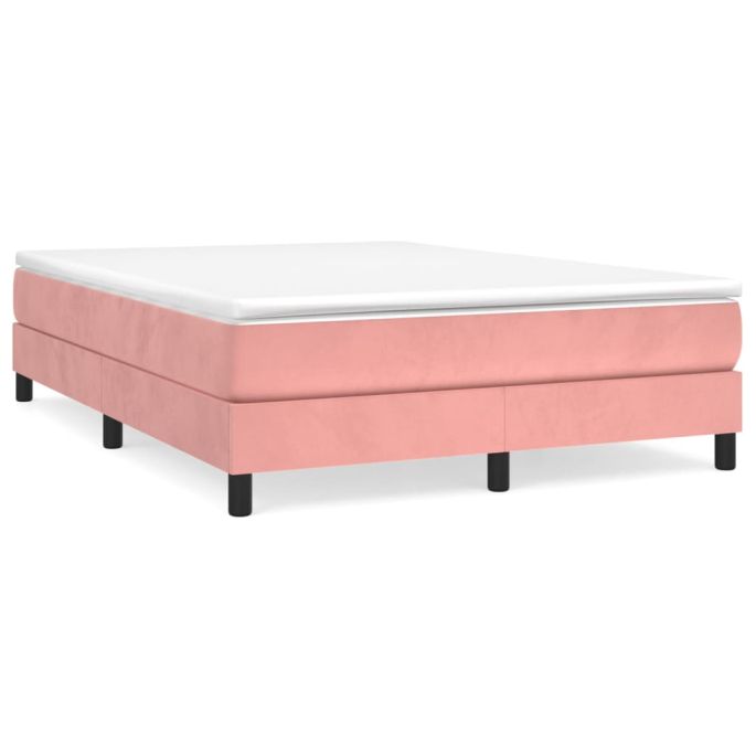 Boxspring met matras fluweel roze 140x190 cm