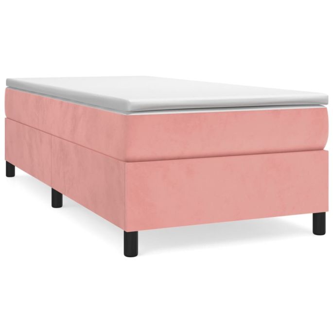 Boxspring met matras fluweel roze 90x190 cm