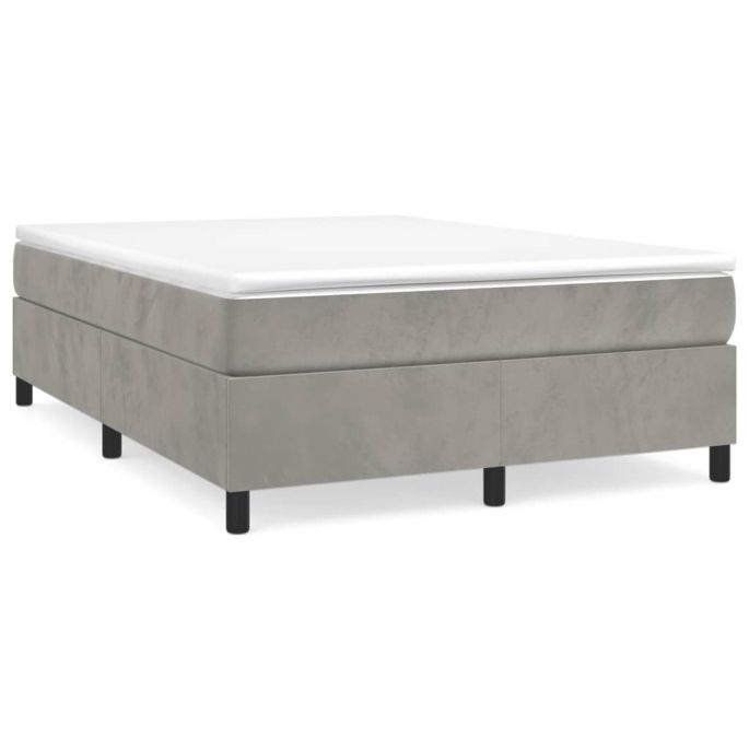 Boxspring met matras fluweel lichtgrijs 140x190 cm