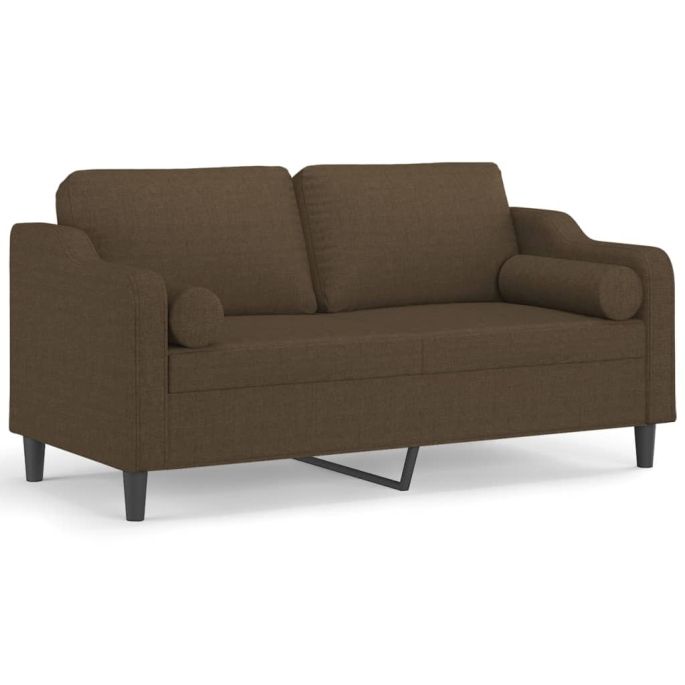 Tweezitsbank met kussens 140 cm stof bruin