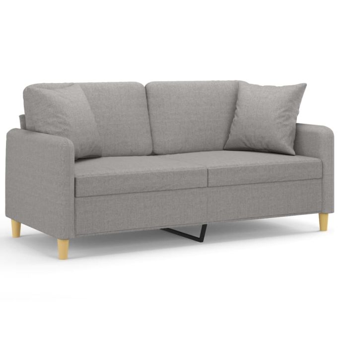 Tweezitsbank met kussens 140 cm stof lichtgrijs