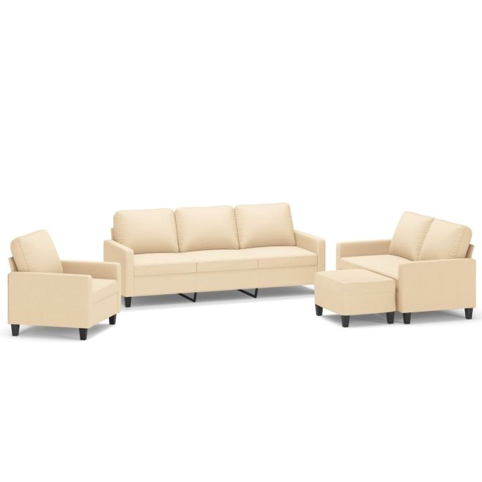 4-delige Loungeset met kussens stof crèmekleurig