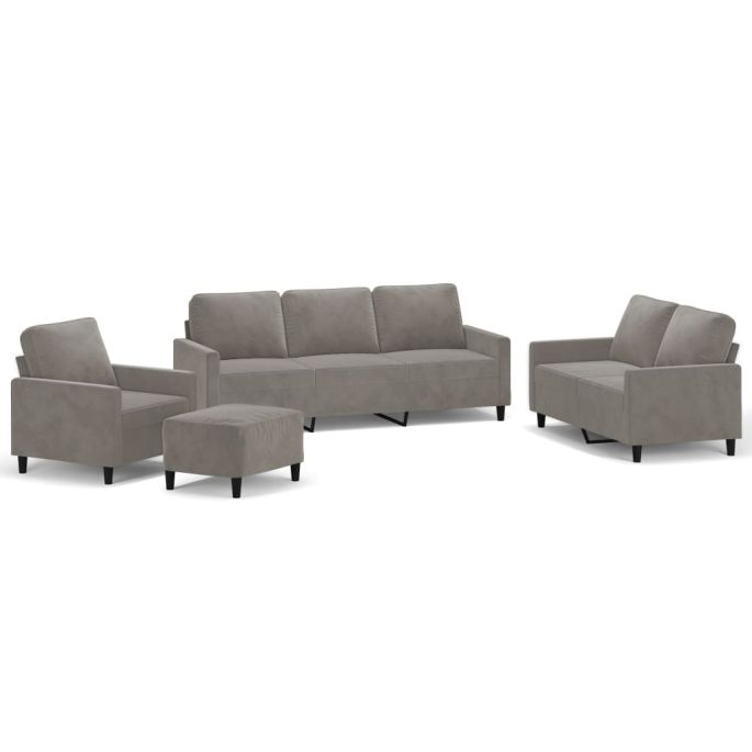 4-delige Loungeset met kussens fluweel donkergrijs